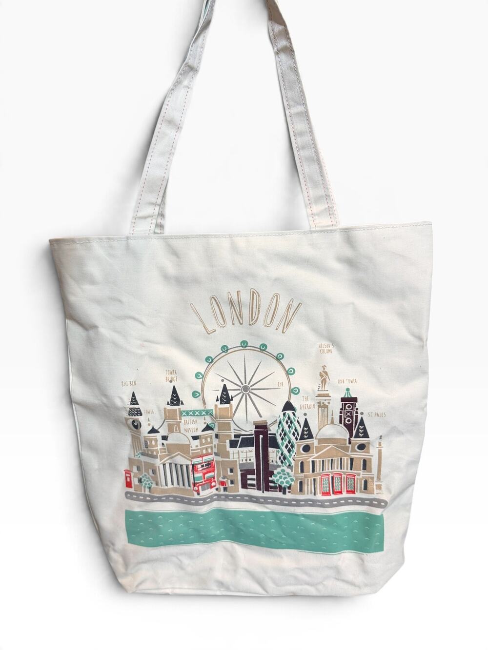 London Skyline Canvas Tote Bag Big Ben London Eye Lined